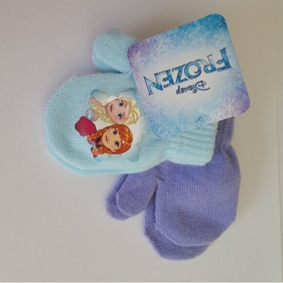Disney Frozen 2 Pair Child Toddler Girl Warm Fall Winter Mittens Gloves Purple - Picture 2 of 6